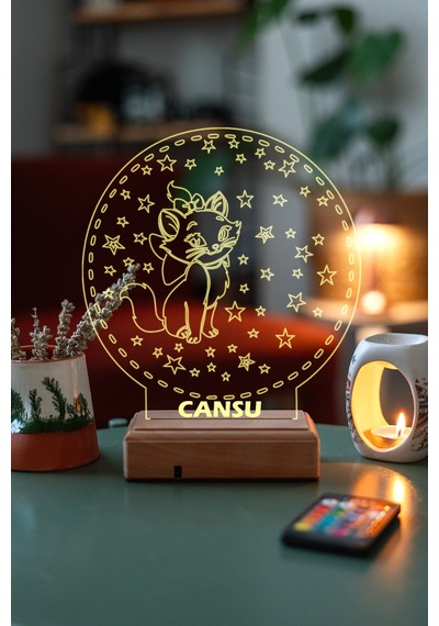 Çocuklara Özel 3D Kedi Ve Yıldızlar Masaüstü (458693959)
