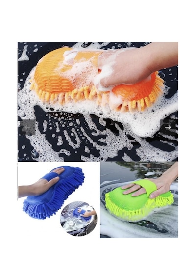 Oto Yıkama Eldiveni, Premium Şönil Mikrofiber Yıkama Süngeri, Tüy Bırakmayan Ve Çiziksiz Ultra Emici Temizleme Eldiveni Çok Renkli