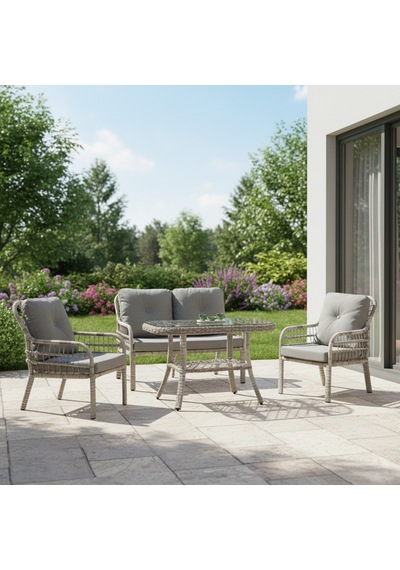 Capri Swing Pisa İkili Rattan Bahçe Balkon Oturma Grubu Beyaz 752