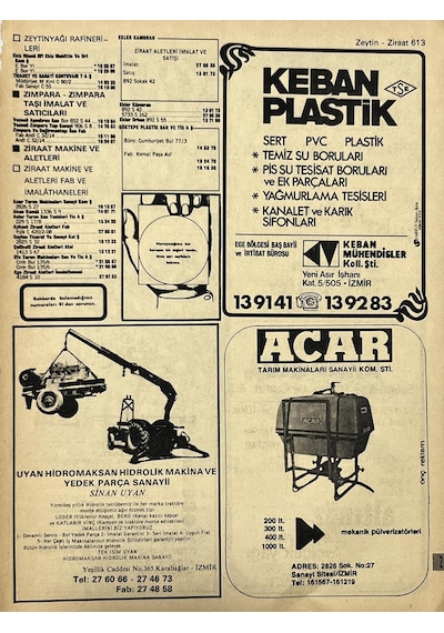 İzmir 1982-1983 Meslek Reklam İlanı Efemera S613