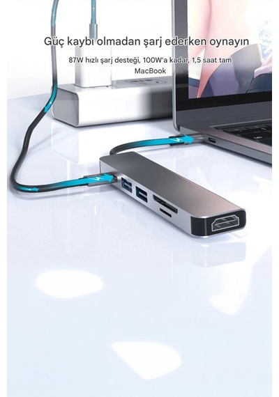 Type-c 7in1 Hub Çoklayıcı 4k Uhd 87w Pd Usb 3.0 X2 Hdtv Sd/tf Port Usb Çoklayıcı Mt8901