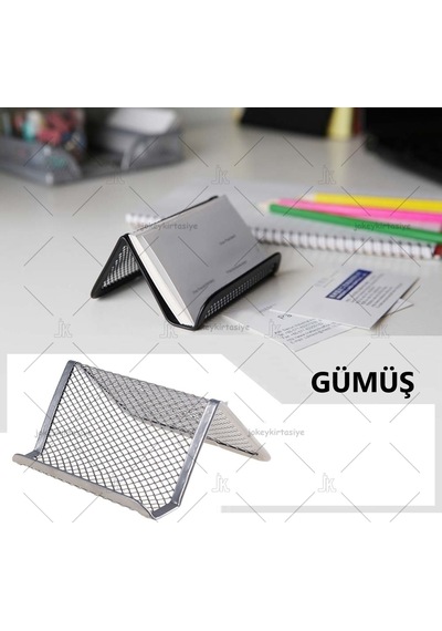 Masa Üstü Metal Perfore Kartvizitlik (gümüş)