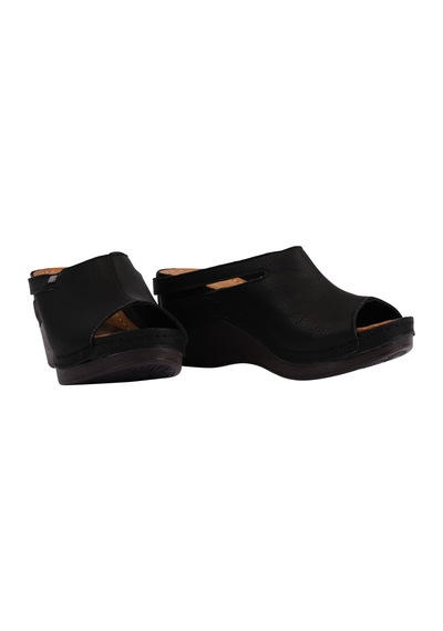 Napa Shoes Ortopedik Konforlu Dolgu Topuk Ayarlanabilir Açık Burun Terlik Napa-1001 Siyah