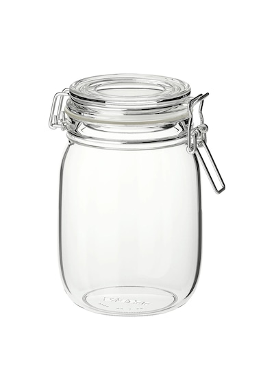 Ikea Korken Gıda Kavanozu 1000 Ml 16,5 X 12 Cm Şeffaf Krom Gümüş - Şeffaf