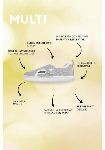 Hopfrög Kids Multi Barefoot Çocuk Ayakkabı - Gri