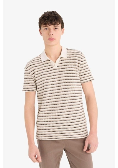 DeFacto Regular Fit Polo Yaka Çizgili Dokulu Kısa Kollu Tişört D7249AX25SPER85