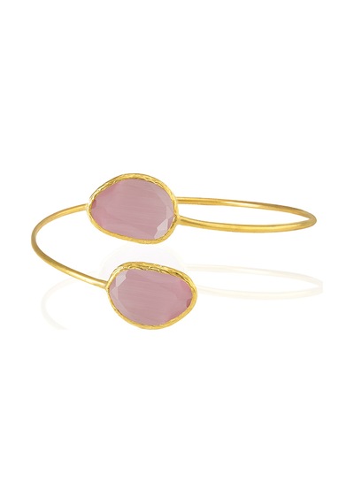 Kadir Jewellery 22 Ayar Altın Kaplama Zirkon Taşlı Ayarlanabilir Trend Bilezik Pembe