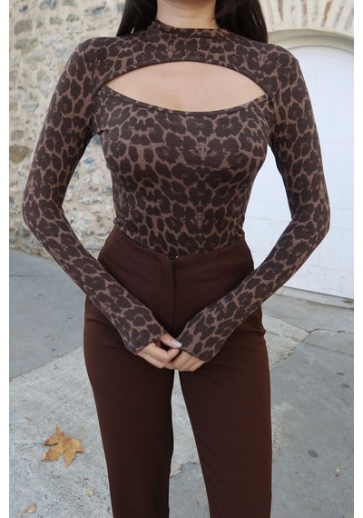 Kechi Woman Leopar Desenli Pencereli Bluz Leopar