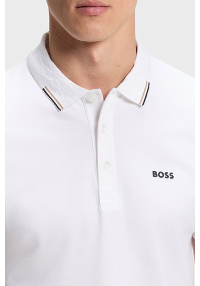 Boss Pamuklu Regular Fit Düğmeli Polo Erkek Polo 50564779 100 Beyaz