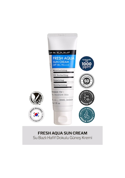 Derma Factory Su Bazlı Nemlendirici Güneş Kremi Derma Factory Fresh Aqua Sun Cream SPF 50+ PA++++