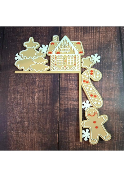 Yılbaşı Tema Kapı Köşe Süsü Gingerbread Ev & Kurabiye Adam Dekor, Noel Kapı Süsü, 3d Süsleme