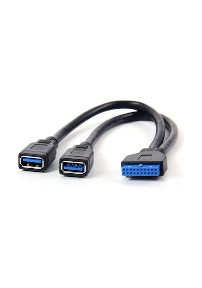 19 Pin Usb 3.0 Dişi To 2X Usb 3.0 Dişi Kablo