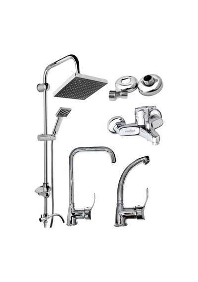 Armilla Lüx 4 Lü Set Robot Duş Seti Banyo Bataryası Köşe Mutfak Ve Lavabo Bataryası Musluğu Çeşmesi Diğer