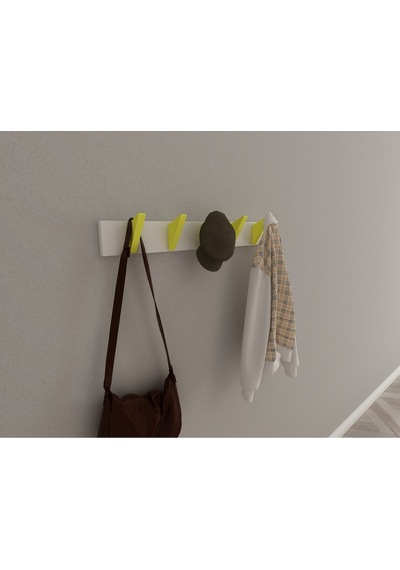 Hepsi3boyutlu Modern Duvar & Kapı Kanca Askılık - 5 Adet Sarı Kanca Askılık - Model No : 5 Sarı