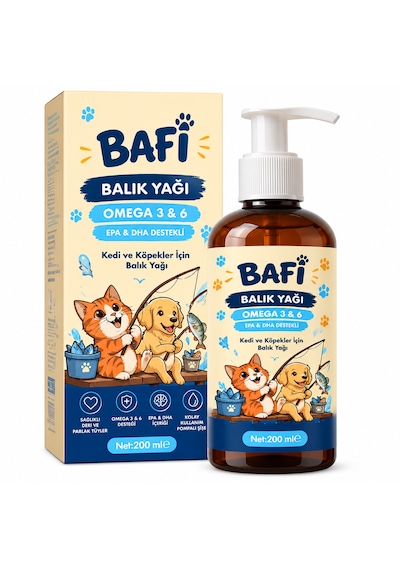 Bafi Kedi Ve Köpekler İçin Omega 3 Balık Yağı 200 Ml