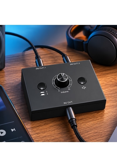 6077 Ses Kulaklık Hoparlör 2 Port Aux Switch Çoklayıcı Çevirici 3.5mm Stereo Audio Seçici
