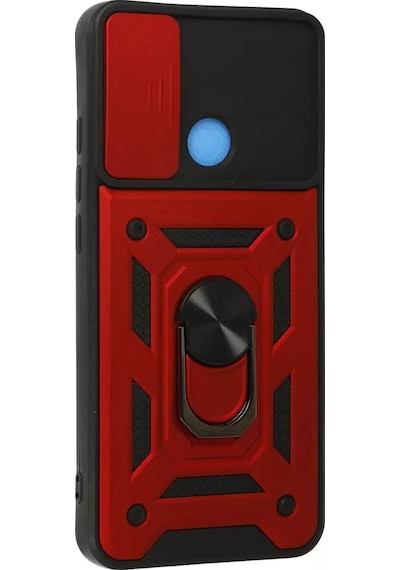Newface Xiaomi Redmi 9c Kılıf Pars Lens Yüzüklü Silikon - Kırmızı