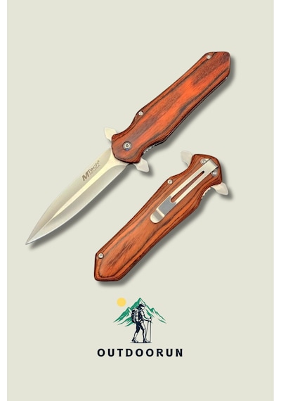 Outdoorun İki Ağızlı Ahşap Sapılı Outdoor Kamp Çakı - 21 Cm Kahverengi