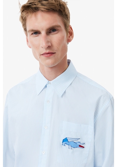 Lacoste Men's Relaxed Fit Blue Shirt Bol Kesim Erkek Gömlek Mavi