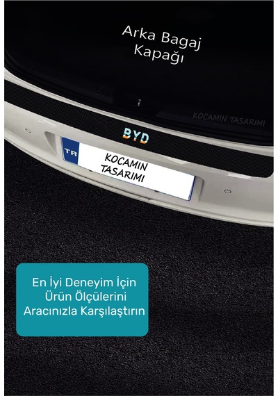 Byd Yazılı Karbon Kapı Eşiği Koruyucu Seti 5 Parça Renkli Baskılı Karbon Folyo Araç Koruma