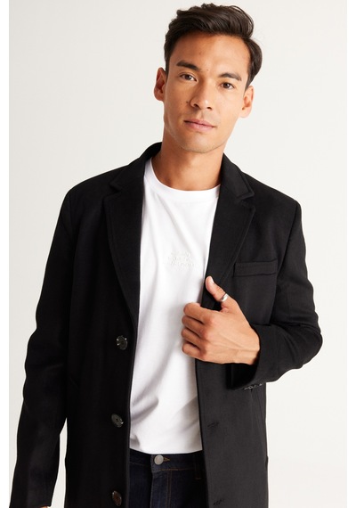 Ac&Co / Altınyıldız Classics Erkek Sıyah Standart Fit Normal Kesim Mono Yaka Yünlü Palto Siyah Ac&Co / Altınyıldız Classics Erkek Sıyah Standart Fit Normal Kesim Mono Yaka Yünlü Palto Siyah