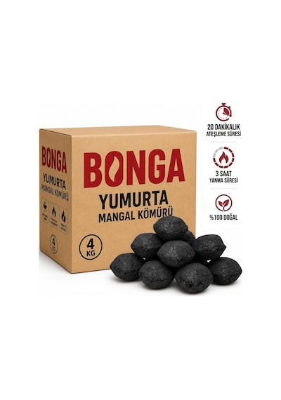 Briket Yumurta Kömür - 4 Kg Sıkıştırılmış%100 Doğal Uzun Süre Yanan En İyi Barbekü Mangal Kömürü