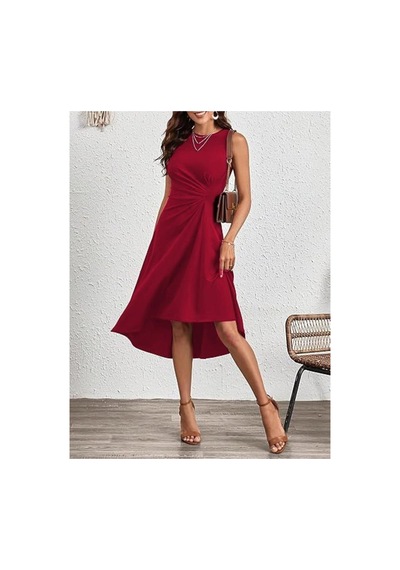 Butik İstanbul Kadın Sıfır Kollu Bisiklet Yaka Büzgülü Asimetrik Kesim Detaylı Janjan Krep Elbise Kırmızı Butik İstanbul Kadın Sıfır Kollu Bisiklet Yaka Büzgülü Asimetrik Kesim Detaylı Janjan Krep Elbise Kırmızı