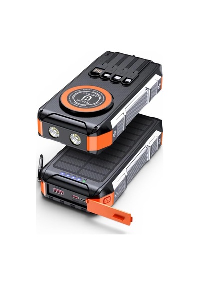 Fc-30 Solar Powerbank 30000 Mah, Pd 22.5w Hızlı Şarj, 15w Kablosuz Şarj, Güneş Panelli, Dahili Kablolu, Çift Led