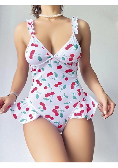 Najmaddin.com Beru Kadın Vişne Desenli Dantel İşlemeli Şık Body Çok Renkli