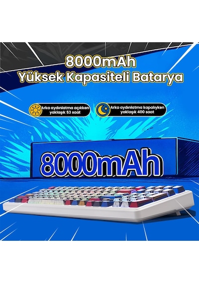 Aula F99 3 Modlu Rgb Hot Swap Mekanik Graywood V3 Switch Kablosuz Makrolu Gaming Klavye Comic
