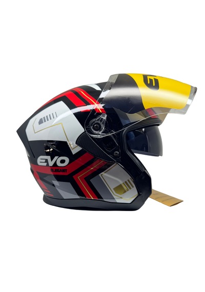 Kask Evo Marka Çenesiz Yarım Kask Siyah -Kırmızı