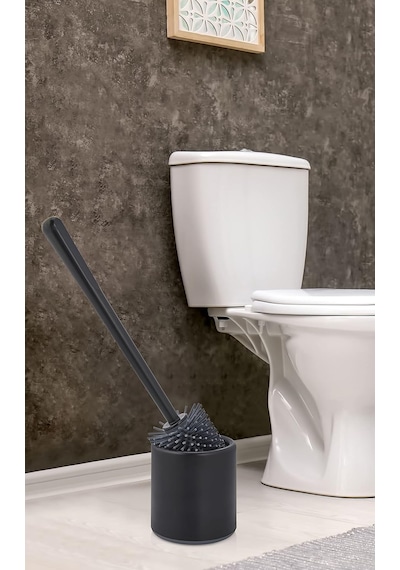 Silikon Wc Tuvalet Banyo Fırçası Klozet Fırçası Siyah Oval 508 Yeşil