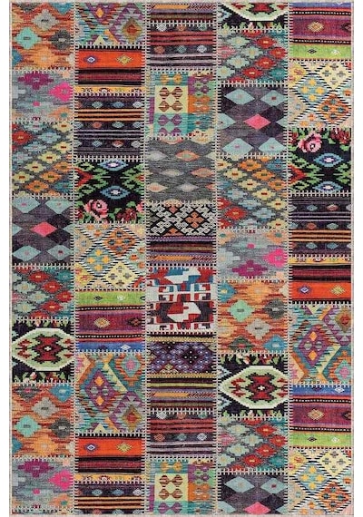 Renkli Kaymaz Patchwork Kesme Rulo Özel Ölçülü Yolluk Ar980n11 Çok Renkli