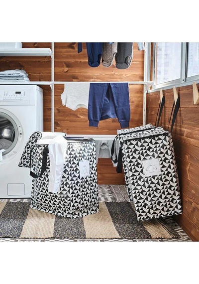 Ikea Knalla Giysi Malzeme Yemek Taşıma Çantası Desenli Siyah 47 L N11.8216