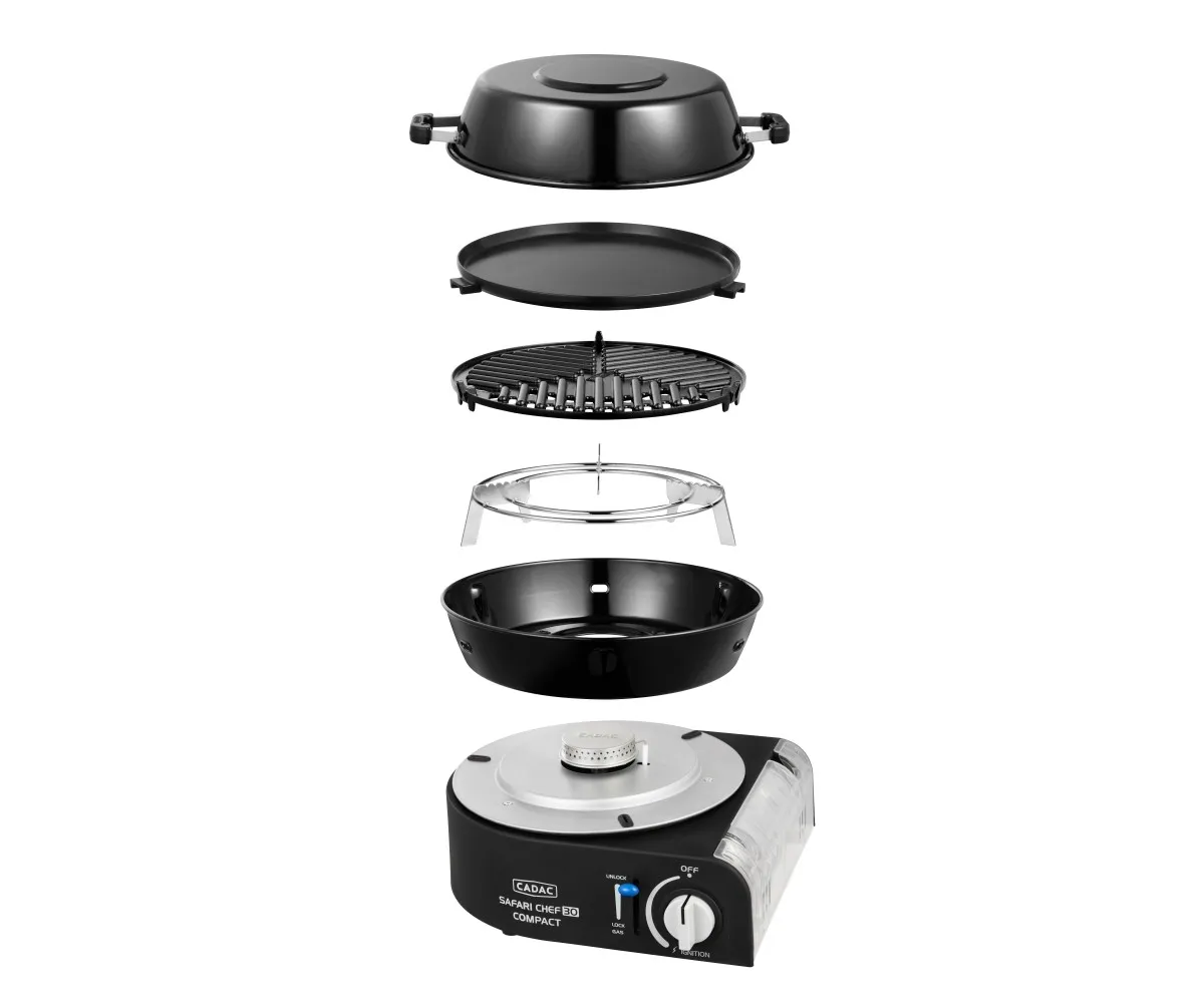 Cadac Safari Chef 30 Hp Barbekü - Kartuşlu Gümüş - Siyah