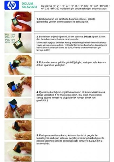 652 Uyumlu Siyah Kartuş Kolay Dolum Seti- Hpdeskjet Ink Advantage