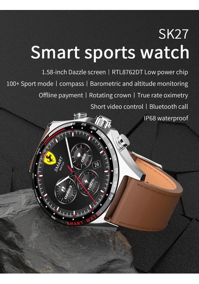 Rabbit Tech SK27 Business Metal - Deri - Silikon Kordonlu Akıllı Saat (İthalatçı Garantili)