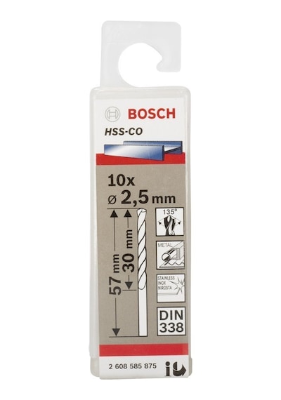 Bosch HSS Spiral Matkap Ucu Kobalt 2.5x57 mm 10'lu Paket - 2608585875