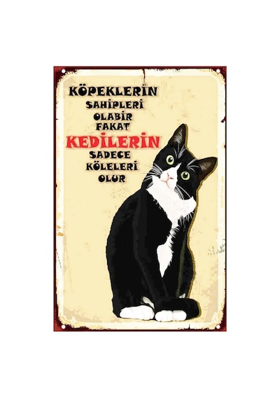 Kuşe Kağıt Duvar Posteri Kedilerin Sadece Köleleri Olur Retro Vintage Drtr0033