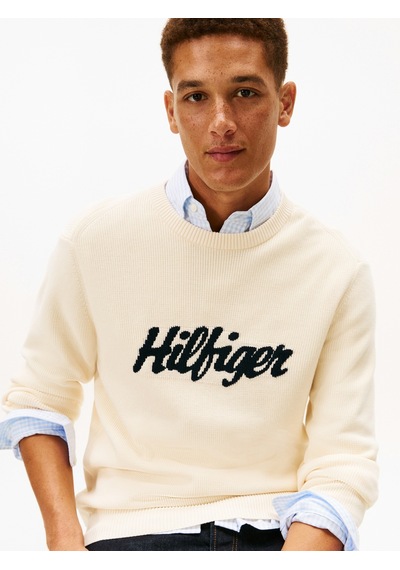Tommy Hilfiger Seasonal Graphıc Cotton Cneck Erkek Bej Kazak - Mw0mw41647 Bej