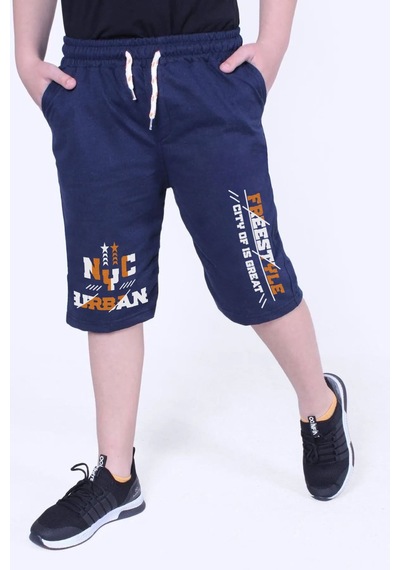 Fyk Kids Freestyle Baskılı Erkek Çocuk Çift Cepli Kapri Lacivert
