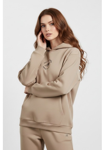 New Balance Bej Kadın Hoodie Kapşonlu Sweatshirt Unc3347-trd