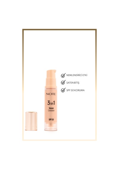 3 İn 1 Serum Concealer 20 Medium Beige Spf 50 Nemlendirici Ve Aydınlatıcı Göz Altı Kapatıcısı