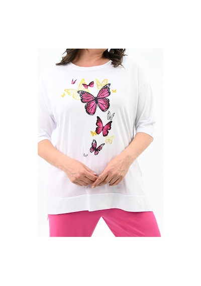 Kadın Büyük Beden Kelebek Baskı Detaylı T-shirt Takım 8114-25 001