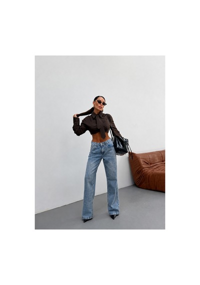 Kene Jeans Buz Kar Ön İşlemli Tam Kalıp Bol Paça Denim/kot Pantolon Jeans Buz Kar