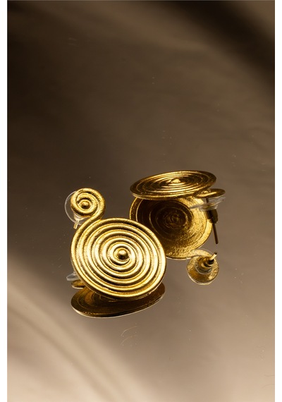 Spiral Pirinç Altın Kaplama Küpe