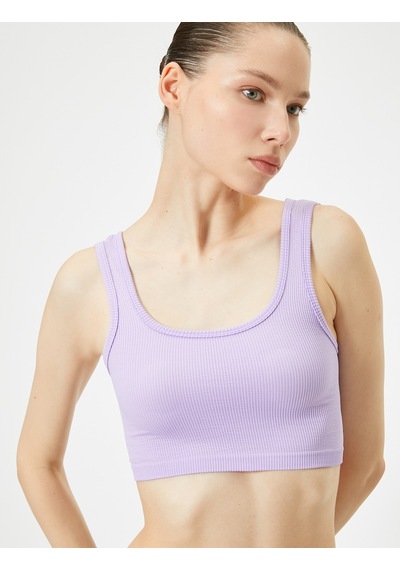 Koton Spor Yarım Atlet Dikişsiz Fitilli Slim Fit Kapsız Lila 4sak30202nk Lila
