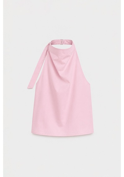 Suud Collection Pembe Marty Halter Yaka Poplin Bluz
