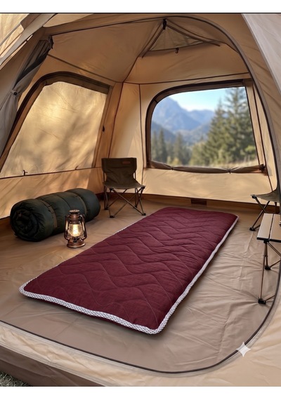 Zish Tekstil Flexı 5 Cm 140x200 Katlanır Kamp Yatağı Karavan, Misafir Ve Anne Yanı Yatağı Bordo
