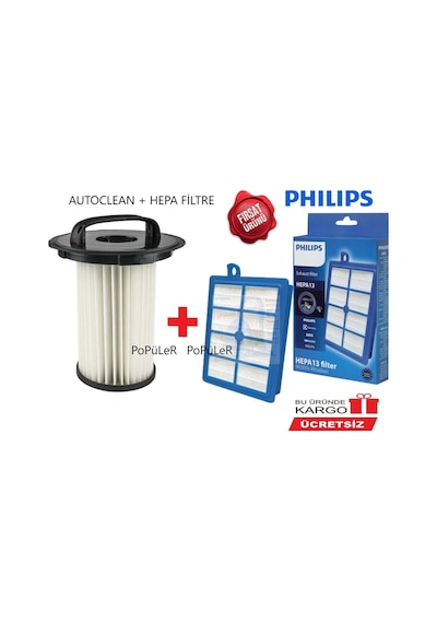 Philips Uyumlu Fc9225 Marathon Autoclean Silindir+ Hepa13 Filtre Seti